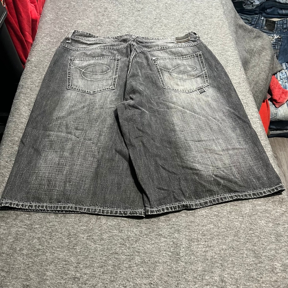 Enyce Mens Baggy Denim Shorts Faded Black Y2K Streetwear Size 40